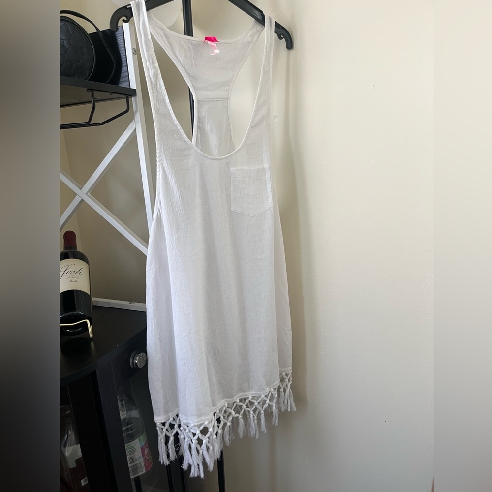 Victoria's Secret White Fringe beachy bohemian Tank Top S - Picture 1 of 9